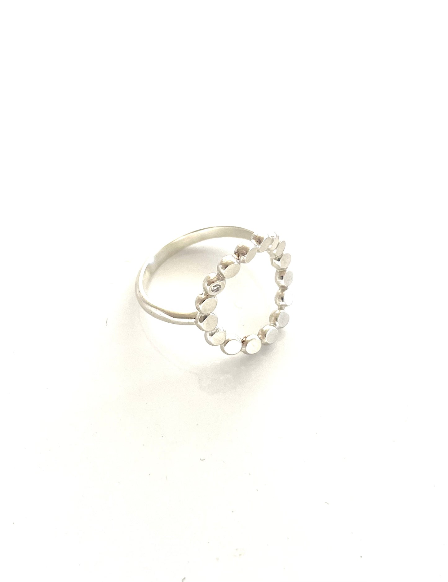 Sterling Silver Circle Rings with 1.5mm Diamond, EB 2521, Elisa Bongfeldt