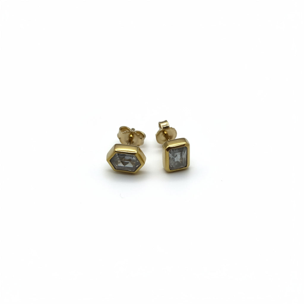 22k & 18k Gold Grey Diamond Mismatched Stud Earrings, SW26217, Sam Woehrmann