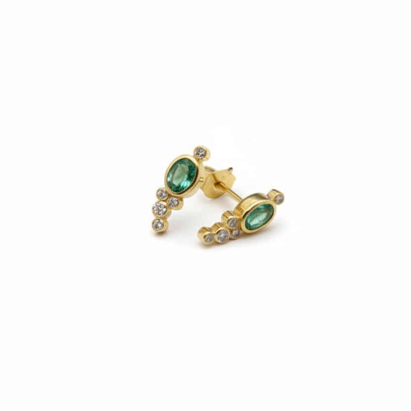 22k & 18k Gold Aqua & Diamond Cascade Stud Earrings, SW26214, Sam Woehrmann