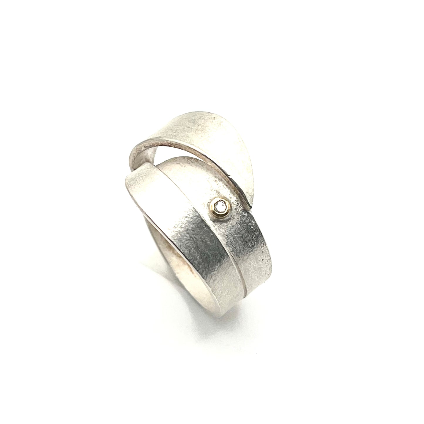Sterling Silver Ring and 18K Gold with White Diamond 0.03ct “Wave”, YJC0005-WRS01, Yu Jean Choi