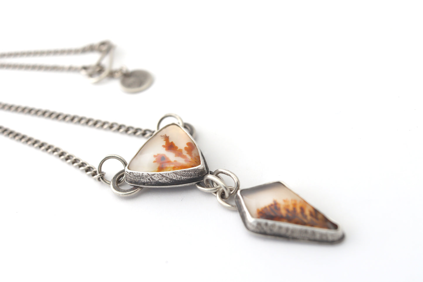 Double Dendritic Agate Necklace, Textured Sterling Silver, 20", JB256, Jessica Baskett