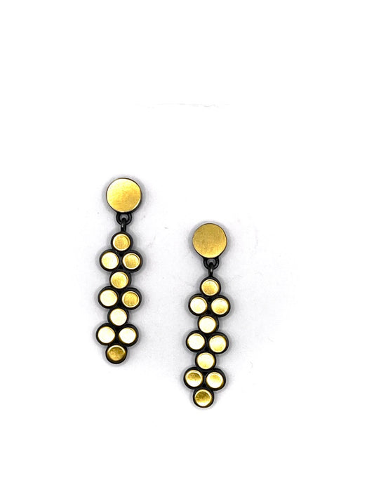 Sterling Silver and 22k Gold Dot Dangle Earrings