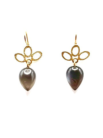 Grey Moonstone Drop Earrings