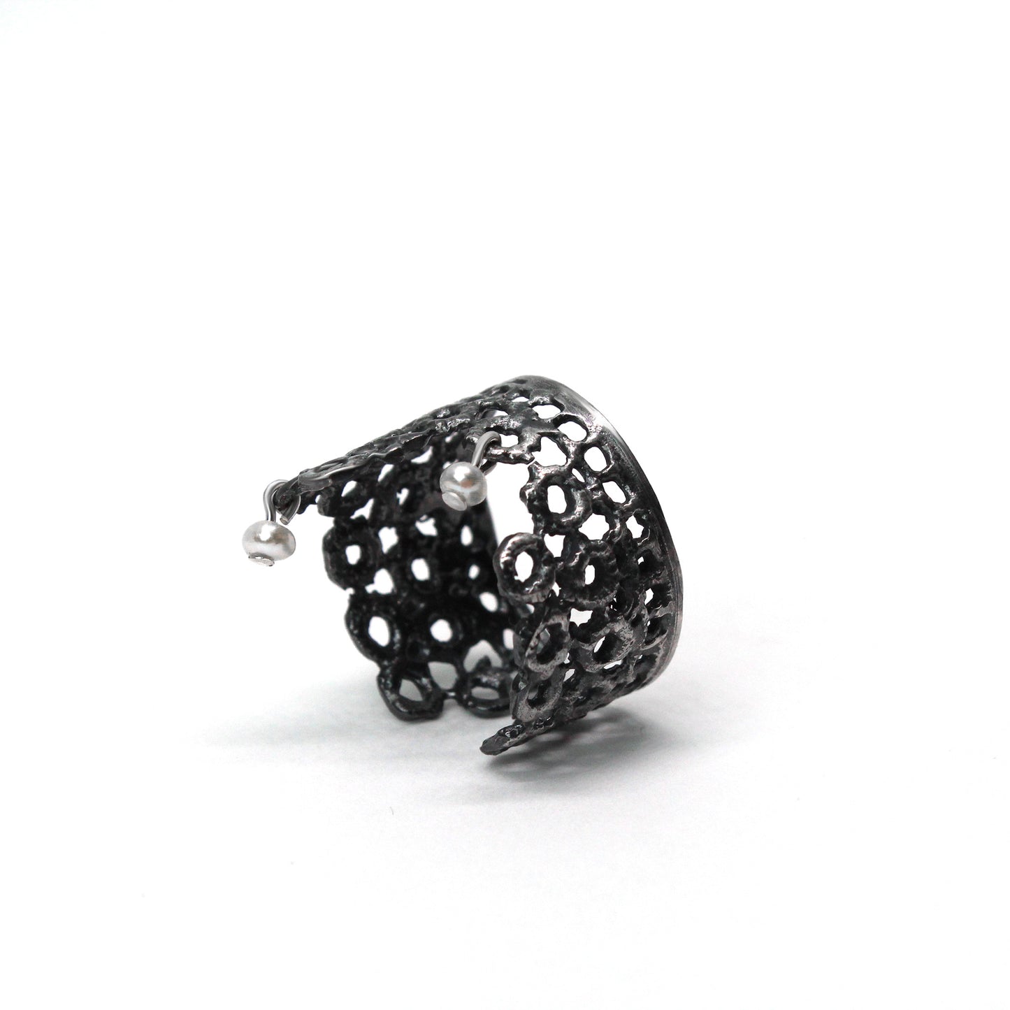 Vintage Victorian Style Lace Pearl adjustable Ring #2