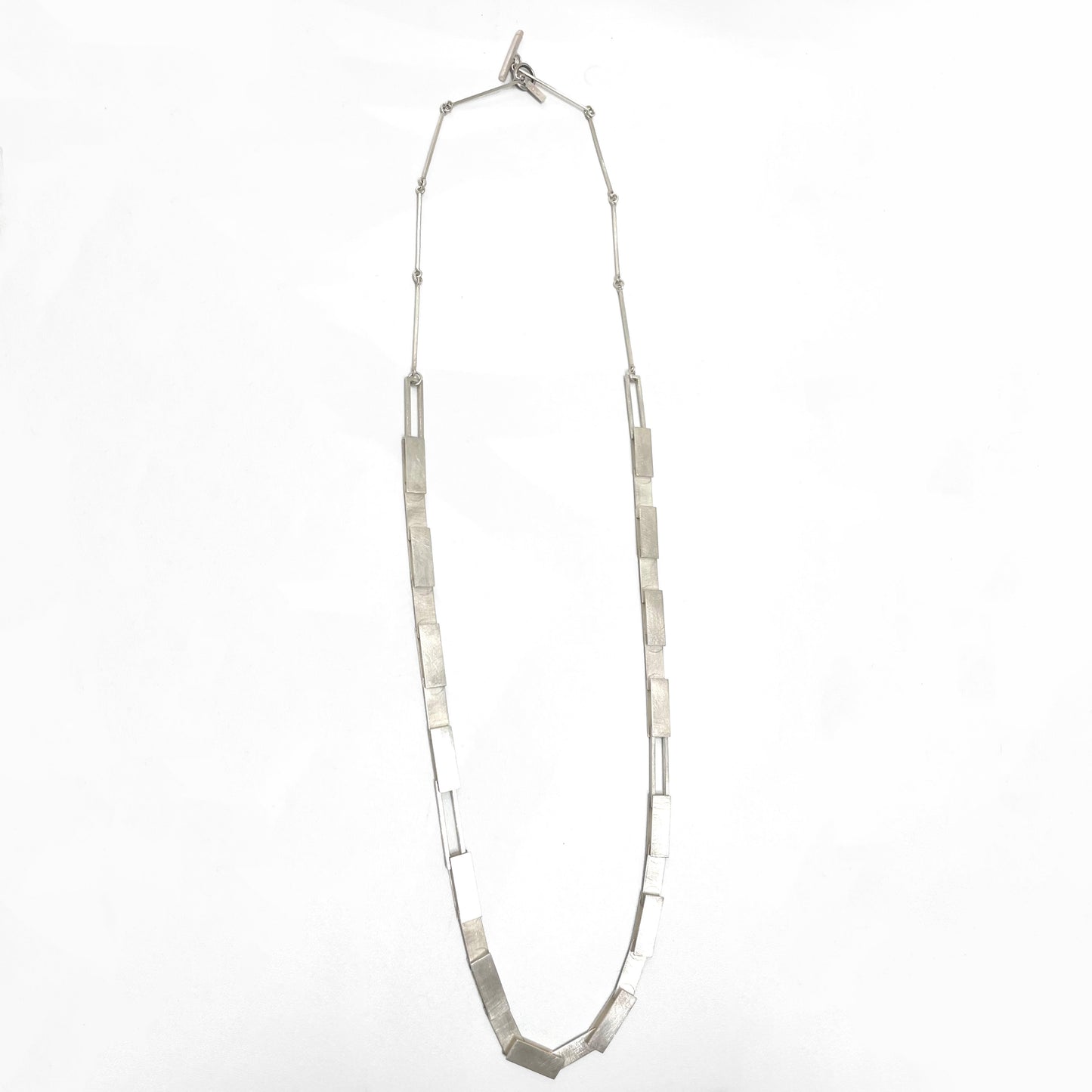 Sterling Silver Rectangles Long necklace 31'' handmade chain and toggle clasp, YC26ALN02