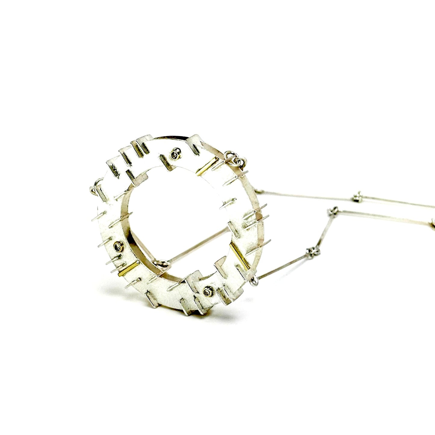 18K Gold & Polish Sterling Silver Revolve Necklace with Diamonds, RBS-N01, Yu Jean Choi