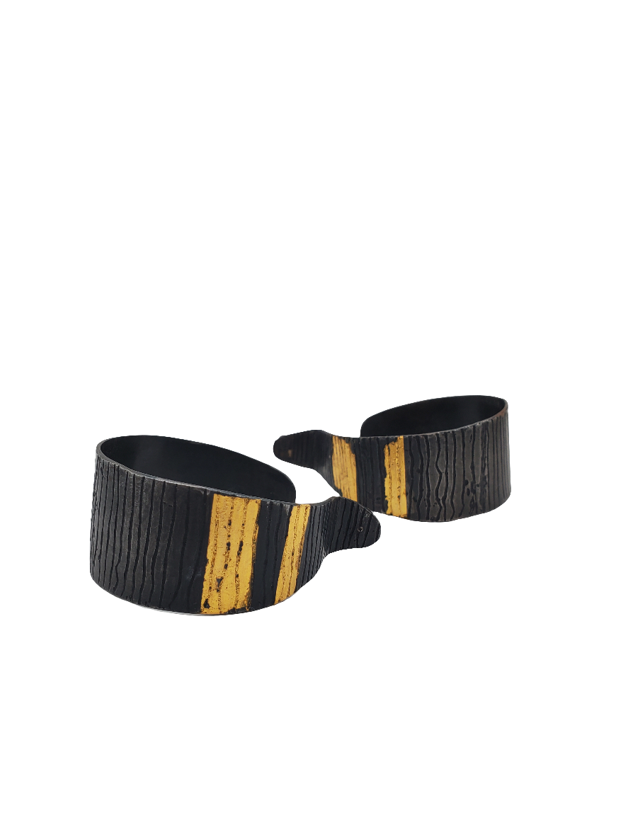 Vantaglow Earrings in Steel/Gold, BB0011/E2506, Bette Barnett