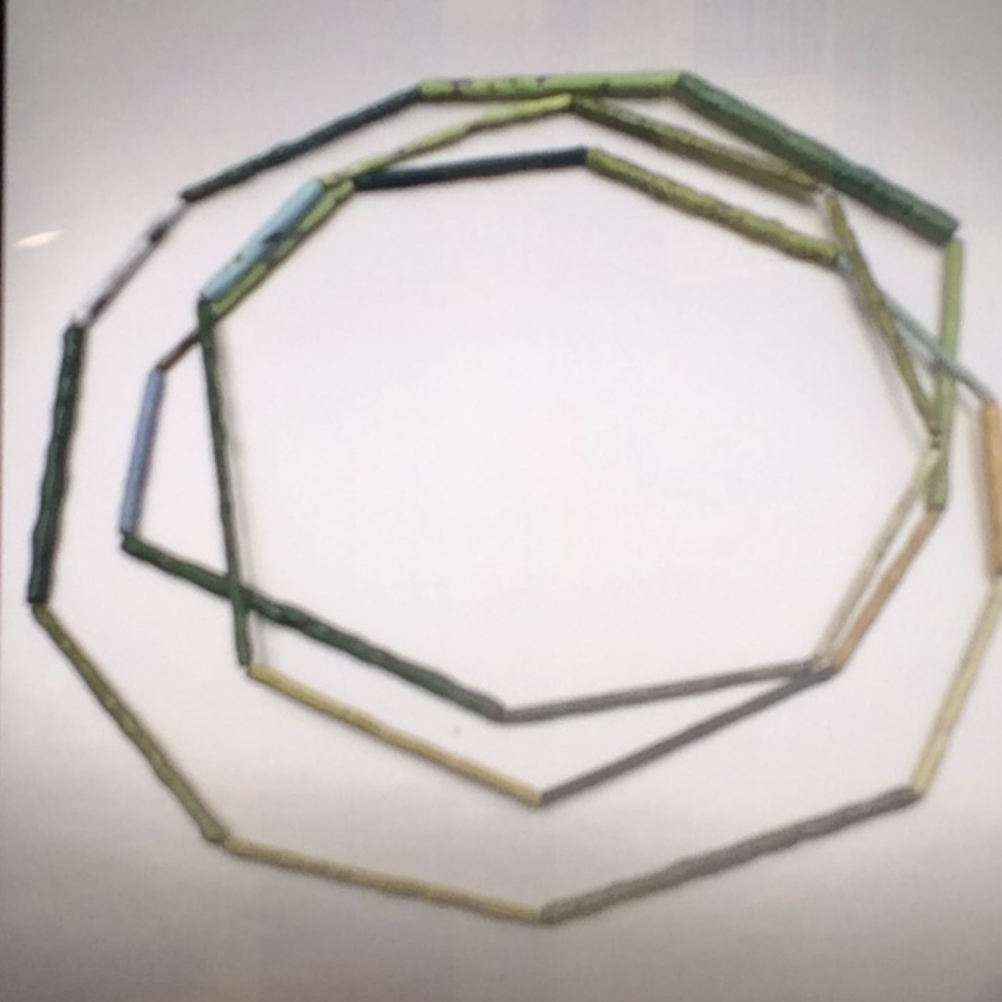 Necklace - Copper and yellow green blue teal white Enamel, KYK0311/20230518, Kyung Hee Kim