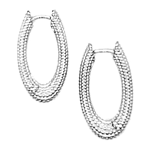 SS Oval Bumpy Hinged Hoop Earrings, C231330, Doris Leidt