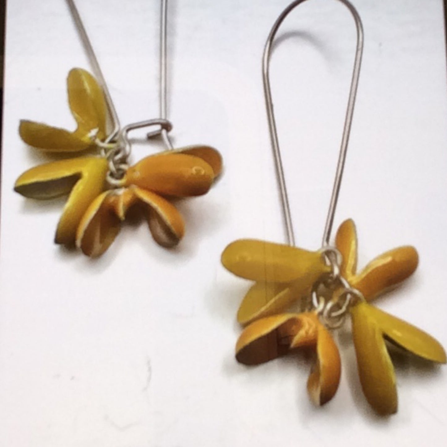 Earrings - Sterling Silver with small yellow Enamel flowers, KYK0375/20230572, Kyung Hee Kim