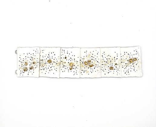 Sterling Silver Bracelet with 22k/18k Yellow Gold Beads and Rose Cut Brown Diamonds