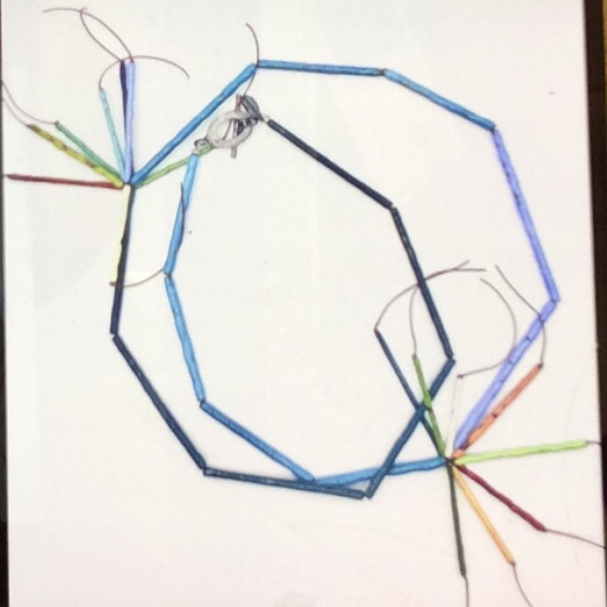 Necklace - Oxidized Sterling Silver, Copper, Enamel and Leather, KYK0305/20230502, Kyung Hee Kim