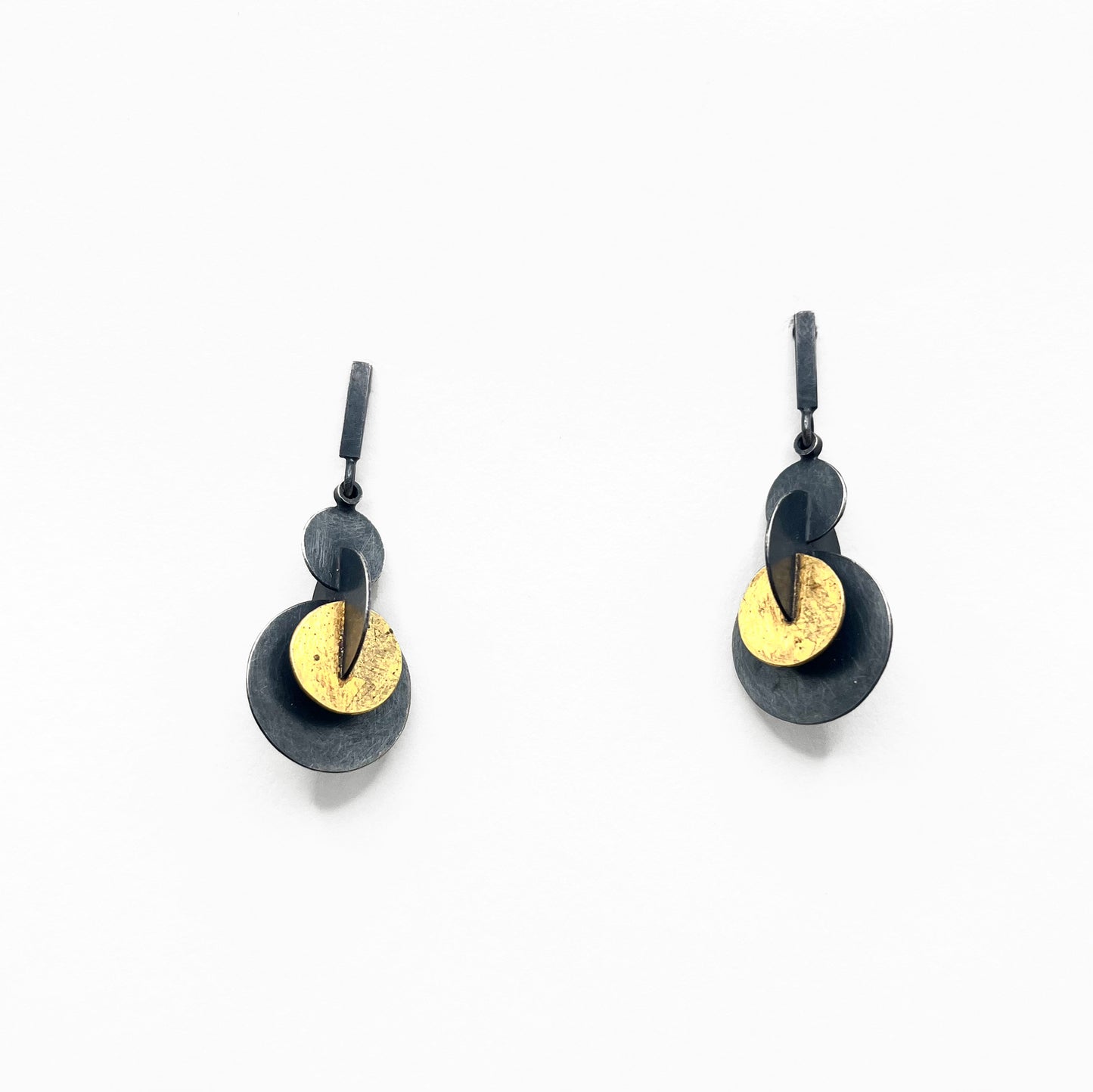 Oxidized Sterling Silver & 24K Gold Ensemble Drop Earrings, Yu Jean Choi, YJ26-ECE02