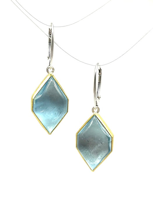 Aquamarine Geometric Cabochon Earrings