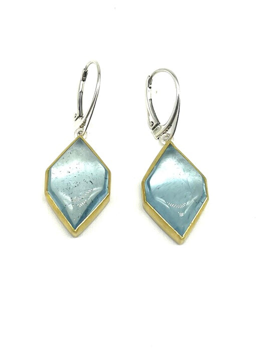 Aquamarine Geometric Cabochon Earrings