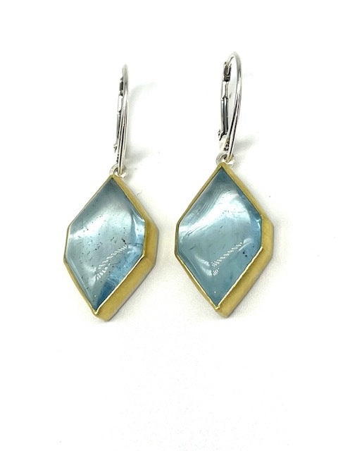 Aquamarine Geometric Cabochon Earrings