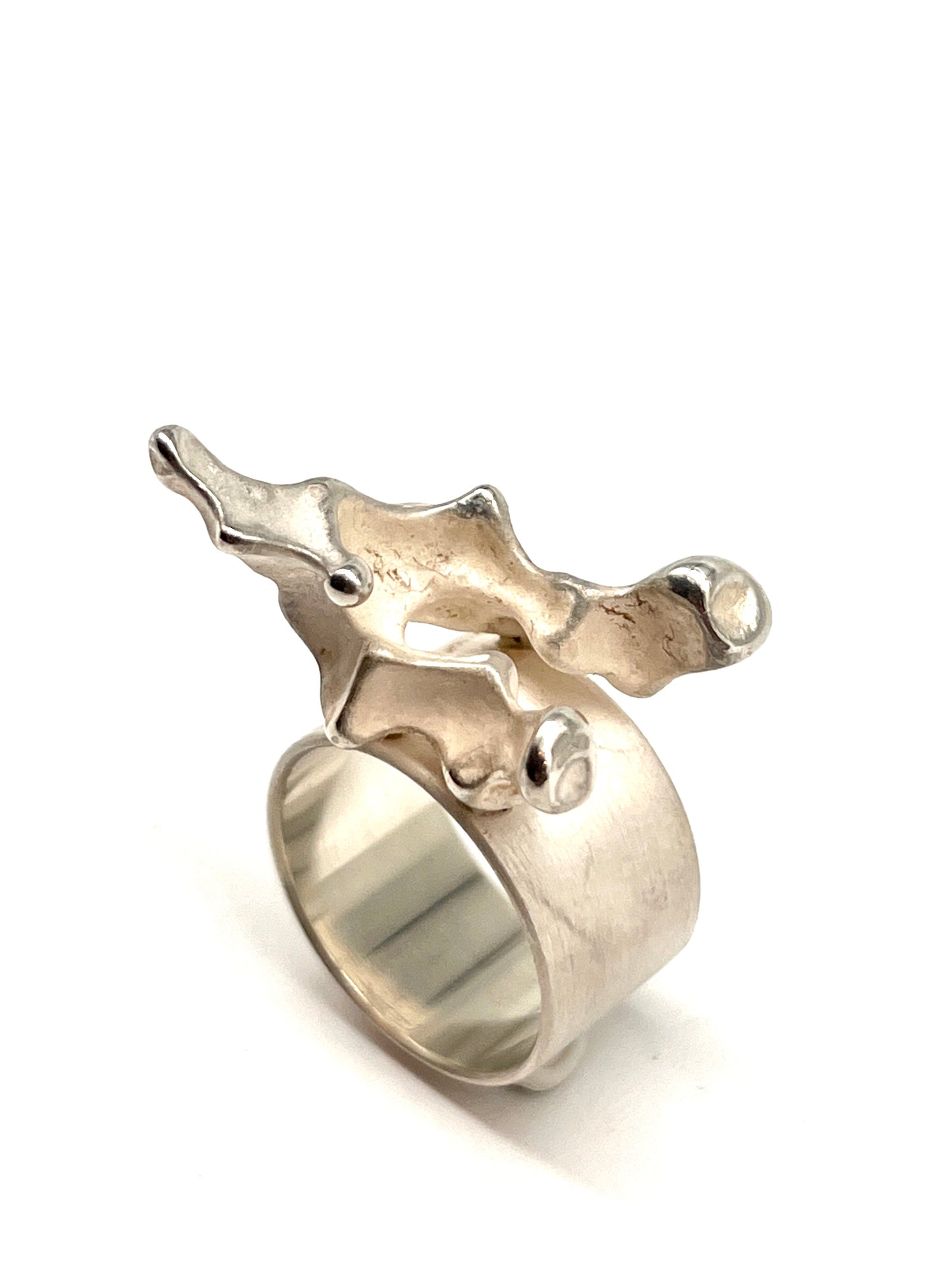 Small Sterling Silver Brutalist Statement Ring, REX0015, Rex Ramos