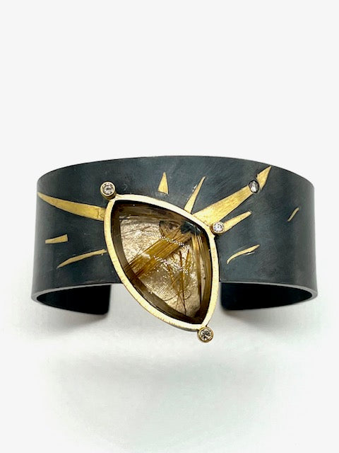 Rutilated Quartz/Diamond Cuff