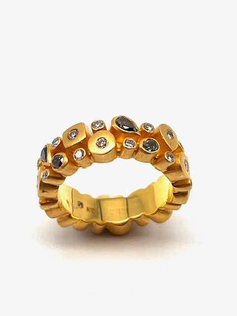 Fancy Diamond, Double Crown 18kt Yellow Gold Ring