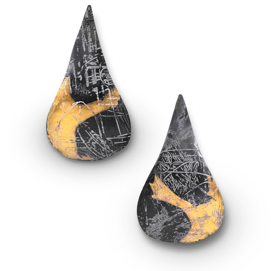 Citation Earrings in Steel/Gold, BB0003/E2501, Bette Barnett