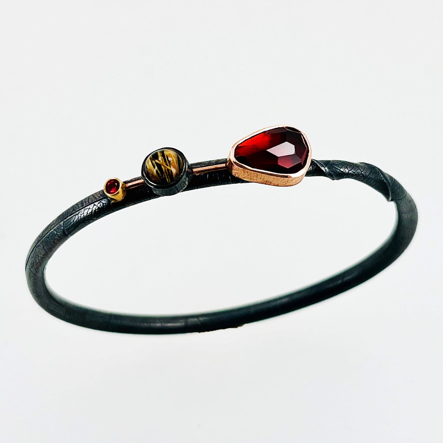 Sterling Silver Twig Garnet Bracelet Line Style, CM255, Christine MacKellar