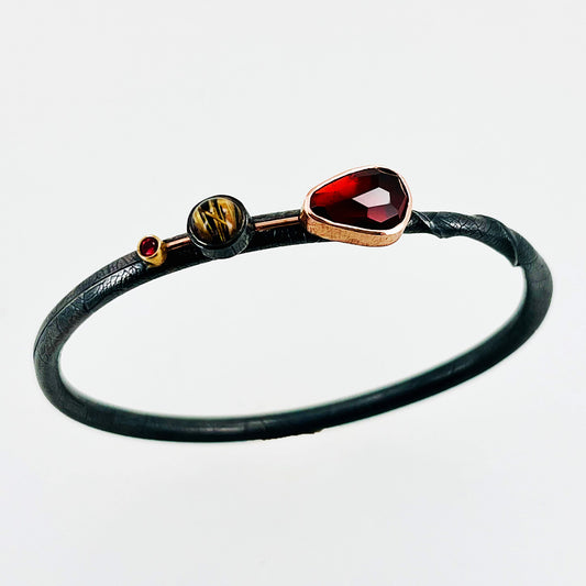 Sterling Silver Twig Garnet Bracelet Line Style, CM255, Christine MacKellar