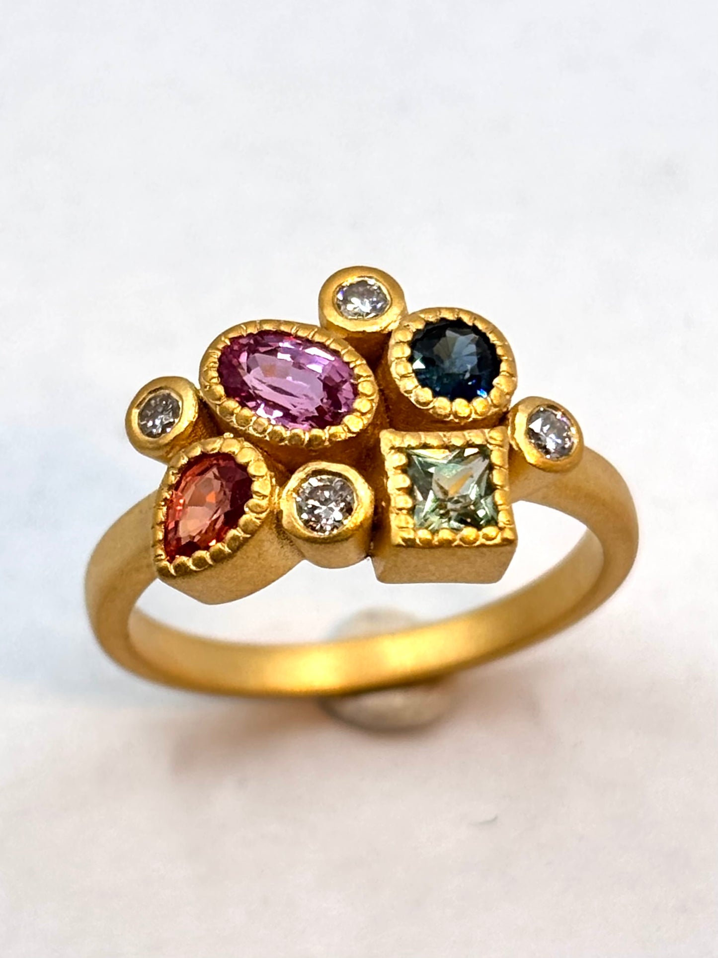 Yellow Gold Cluster Sapphire Ring