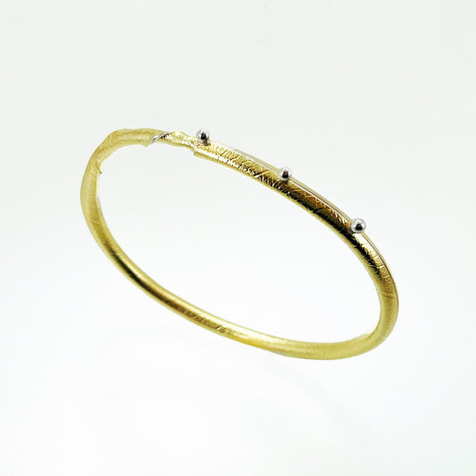 Twig Bracelet Autus Style, with 3 Sterling Silver Balls on Bimetal Bracelet, CM26-B7002