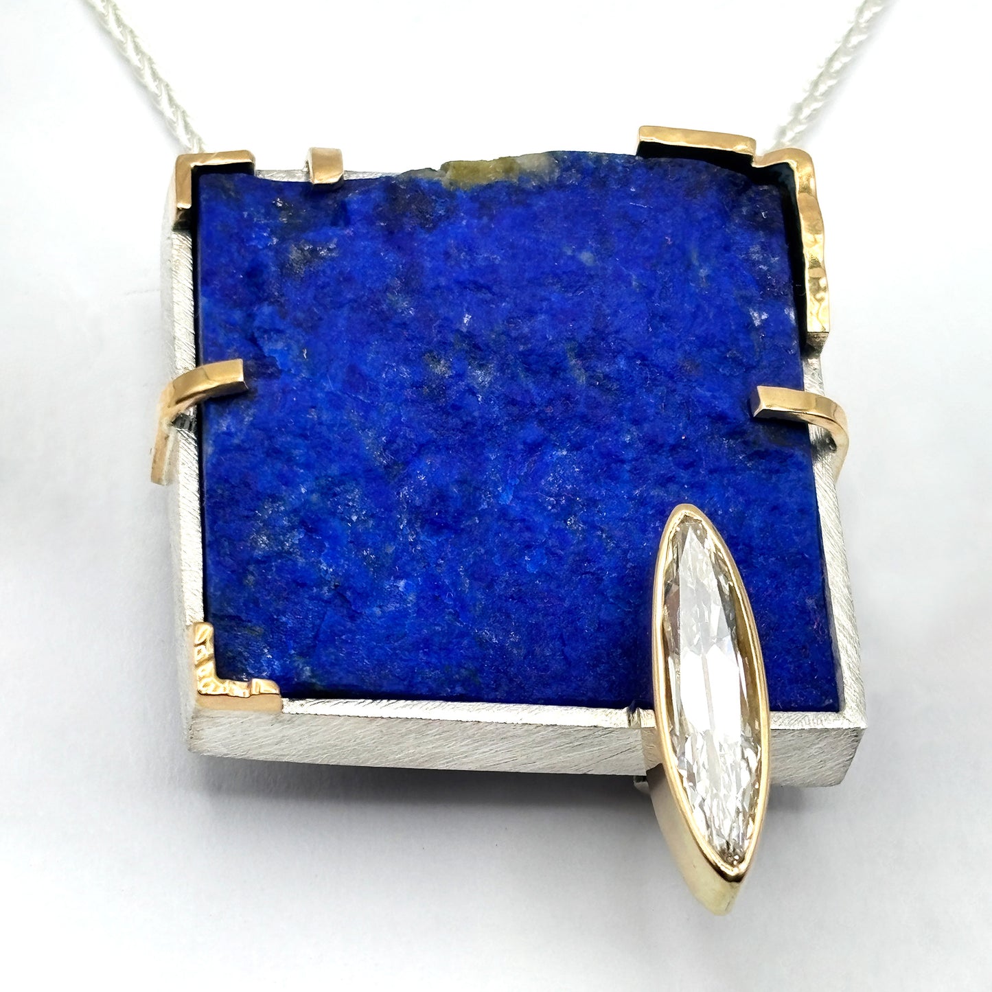 18K Yellow Gold, Sterling Silver, Lapis & Diamond Pendant