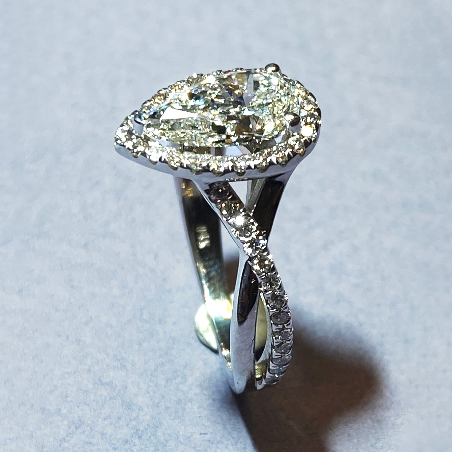 14K White Gold Pear-Shaped Lab-Grown Diamond Solitaire Ring