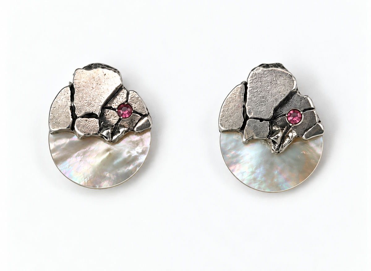 Shatter Me Sterling Silver MOP Stud Earrings, HC2613, Hsinyu Candy Chu