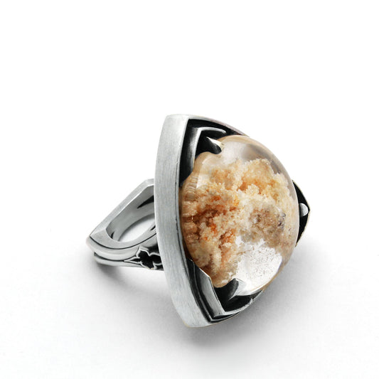 Rutilated Quartz Gothic Style Ring