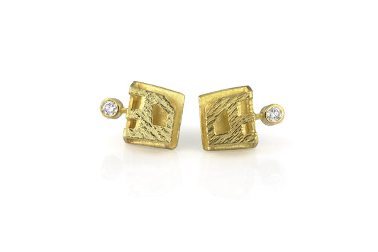 18K Gold Stud Earrings with 0.10 ct Diamonds – View from Above Series, LYE179 22039, Liaung Chung Yen