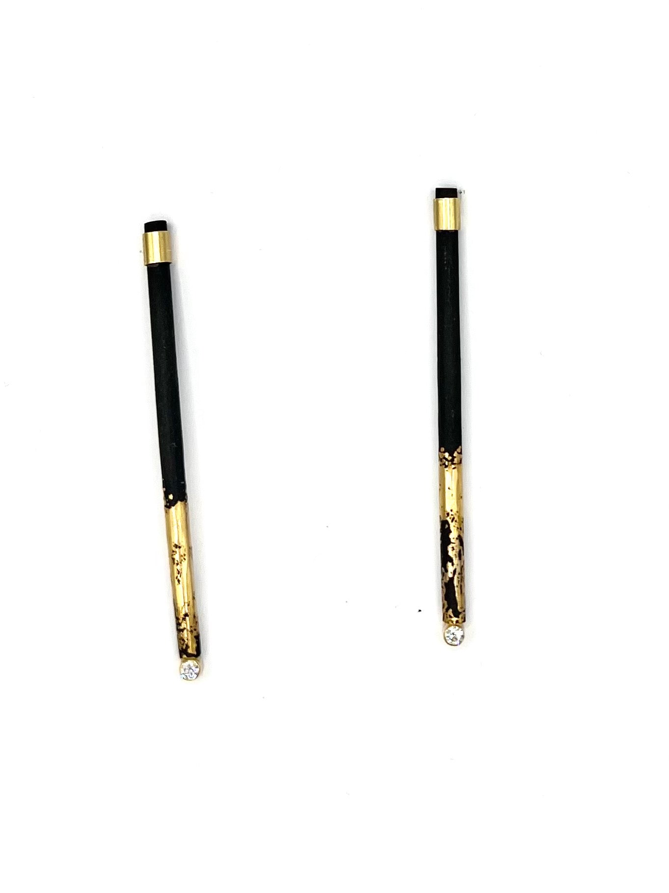 22k Gold and Iron with Diamonds Small Stick Earrings