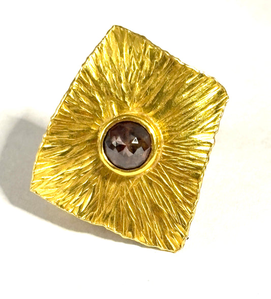 22kt Gold Black Raw Diamond Ring