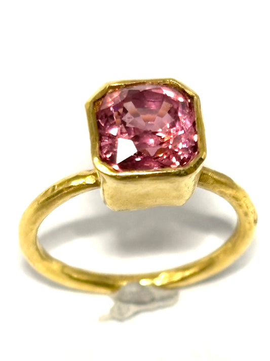 22kt Gold Square Pink Spinel Ring
