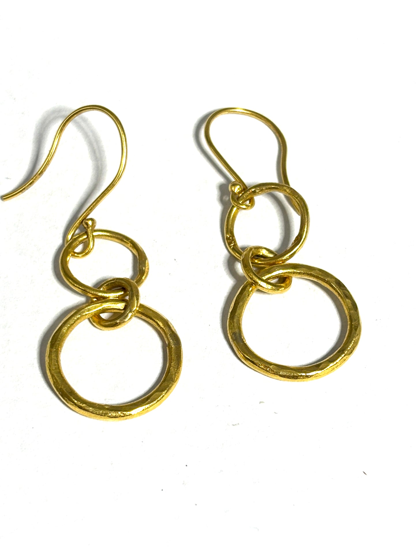 22kt Gold Triple Circle Dangle Earrings 10.188g