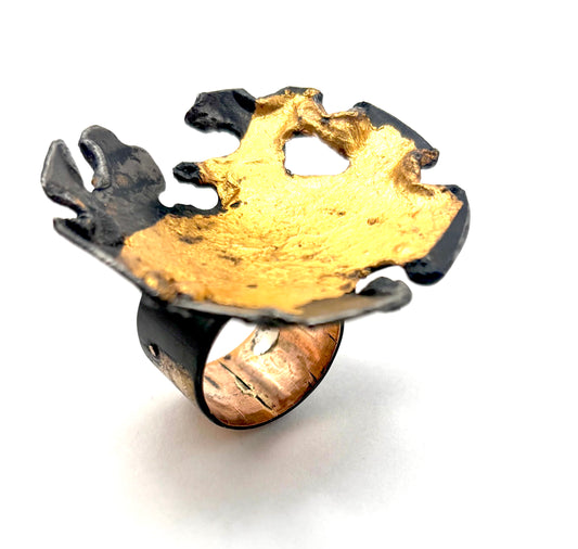 Helios Ring in Steel/Gold, BB0006/R2445, Bette Barnett