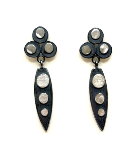 Oxidized Sterling Silver Trio Top Earrings DK26-2621