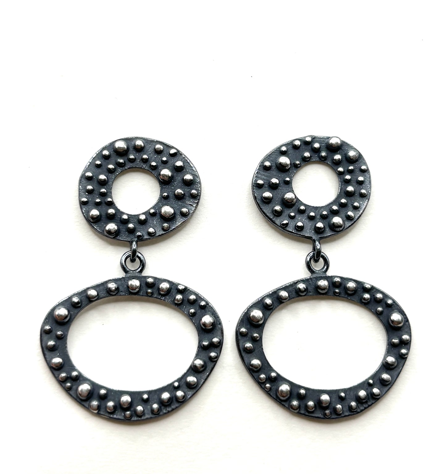 Oxidized Sterling Silver Bumpy Drop Earrings DK26-2616