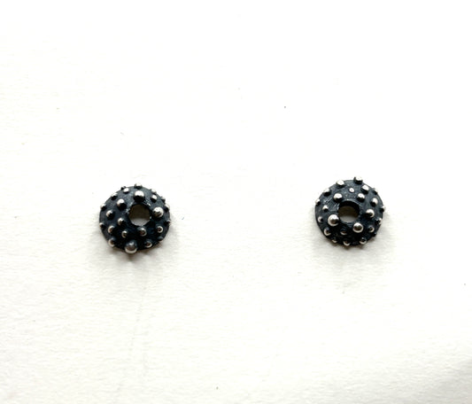 Oxidized Sterling Silver Bumpy Donut Earrings DK26-2615