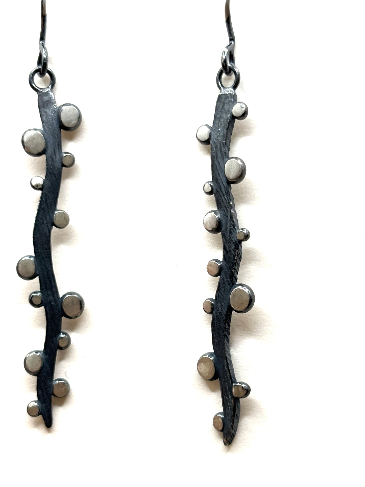 Oxidized Sterling Silver Bumpy Dangle Earrings DK26-2619