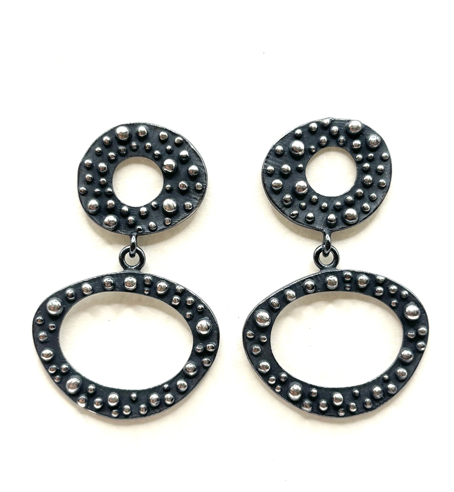 Oxidized Sterling Silver Bumpy Drop Earrings DK26-2616