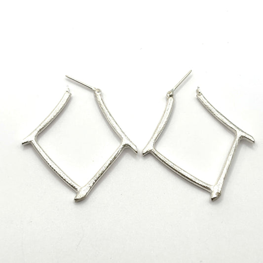 Sterling Silver Branch Style Open Hoop Earrings DK26-2629