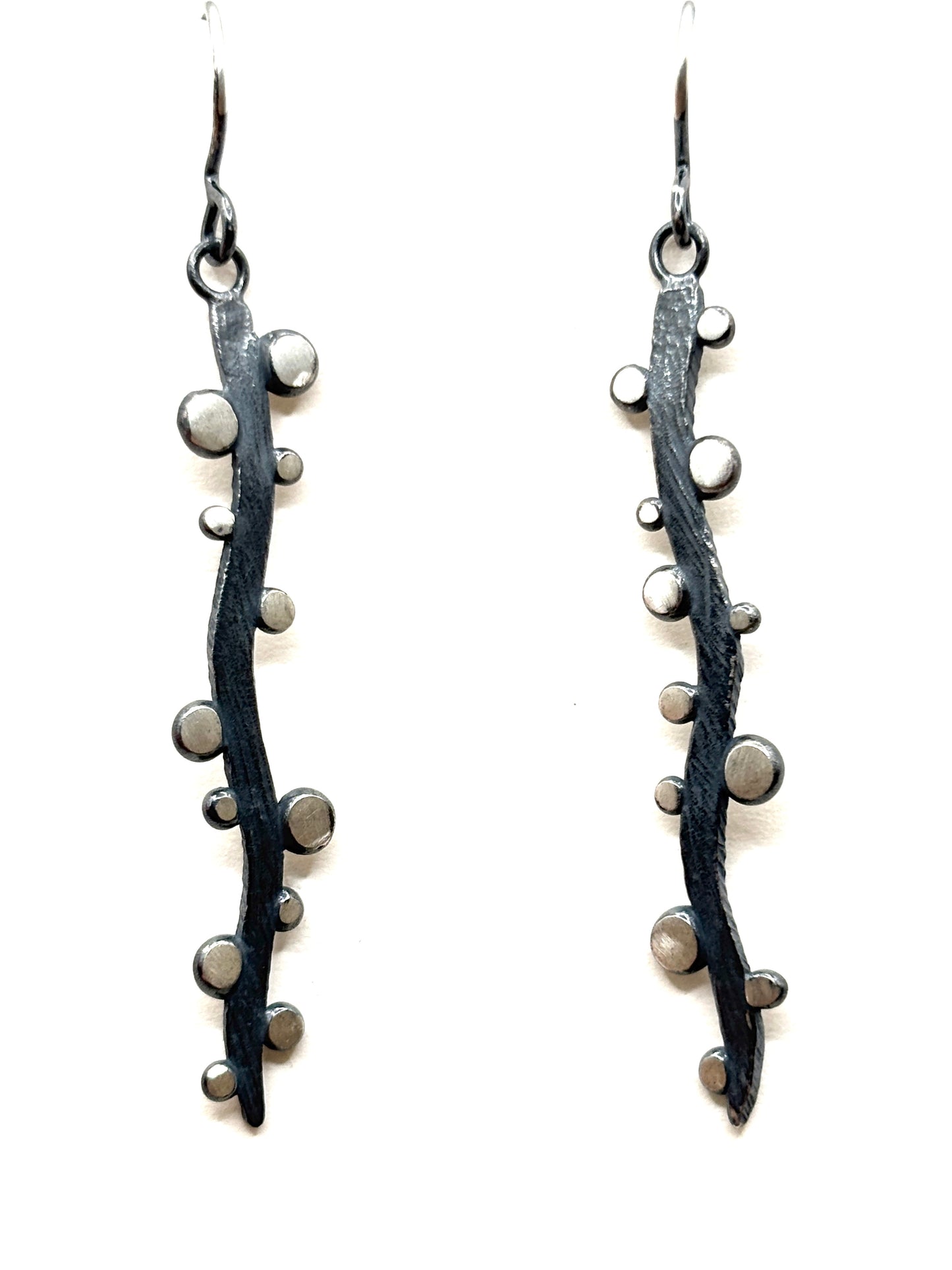 Oxidized Sterling Silver Bumpy Dangle Earrings DK26-2619