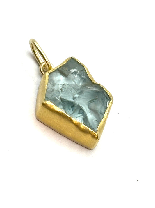 22k/18k Gold Aqua Rough Pendant
