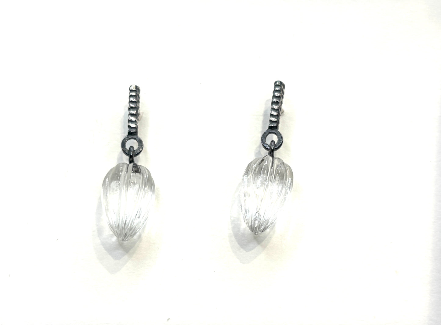 Oxidized Sterling Silver Pair of Faceted Teardrop Earrings DK26-2626