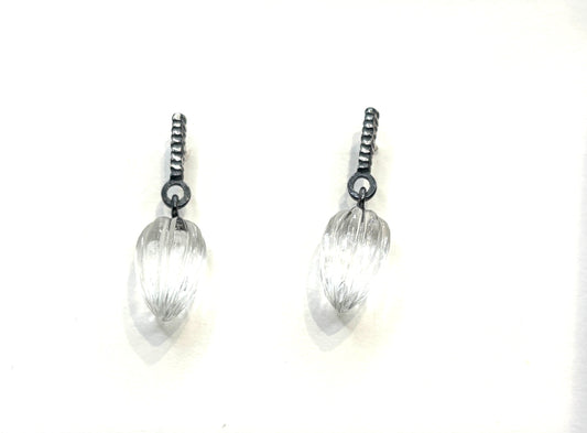 Oxidized Sterling Silver Pair of Faceted Teardrop Earrings DK26-2626