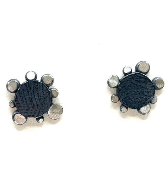 Oxidized Sterling Silver With Bumpy SS Surround (Small) DK 26-2620
