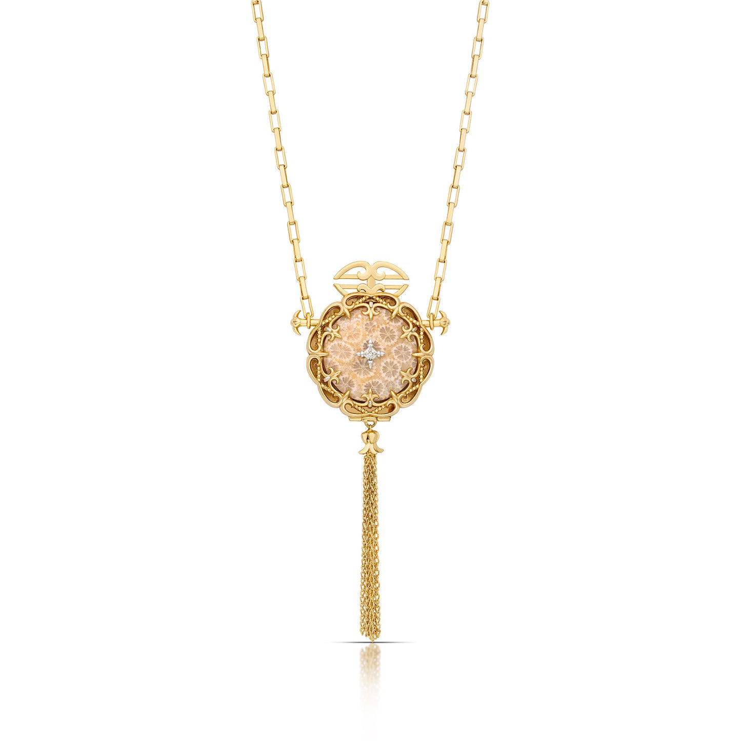 18K Gold Vermeil Fleur-de-Lis Locket Pendant Necklace in Sterling Silver, Hsinyu Candy Chu, HC2610